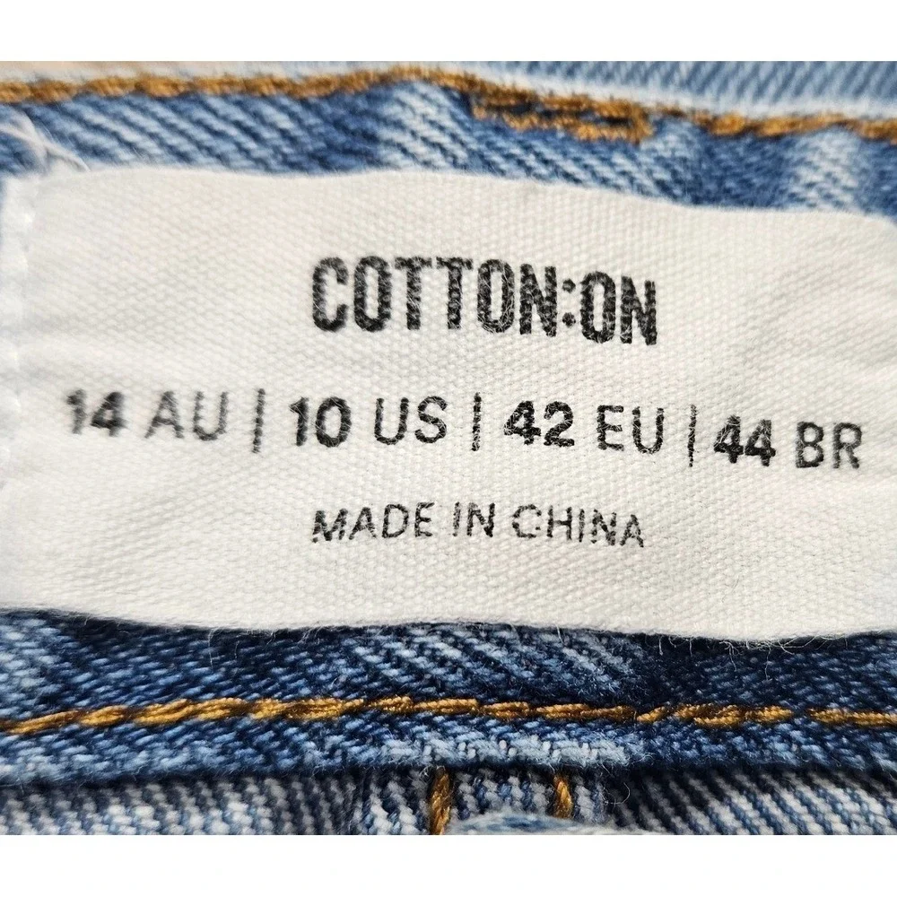 Cotton On Mom Jean Womens 10‎ Light Wash Distressed High Rise Blue Denim Classic
